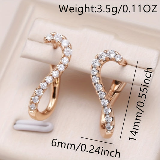 Geometric Line Earrings Golden with Zircon Jewelry