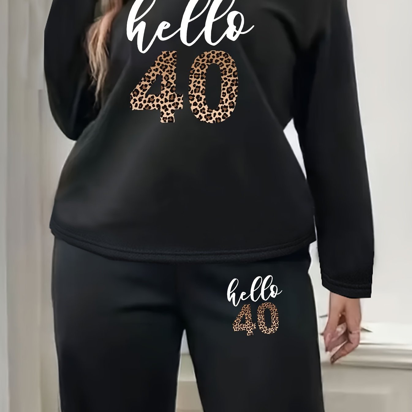 Women's Plus Size Letter Print Loungewear Set