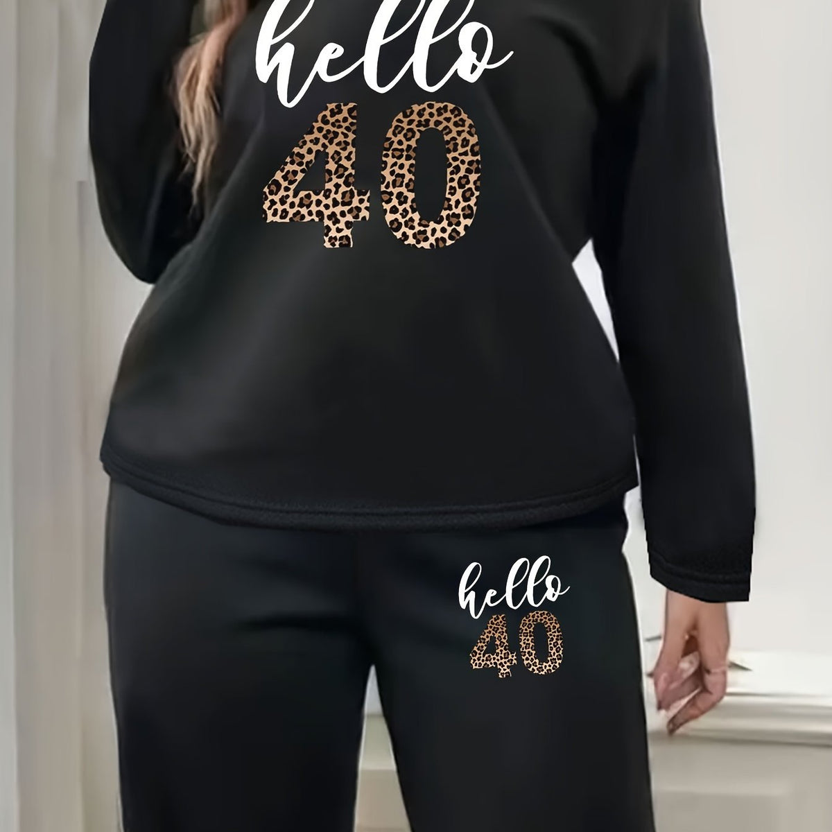 Women's Plus Size Letter Print Loungewear Set