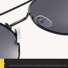 Men's Polygonal Metal Polarized Sunglasses Classic Double Beam
