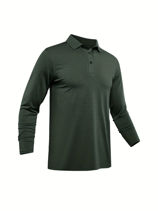 Mens Casual Long Sleeve Golf Tennis Shirt Quick Dry Equestrian Clothing