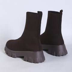 Minimalist Knit Slip On Boots