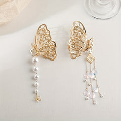 Butterfly Hair Claw Clip with Faux Pearl Tassel Hairgrip