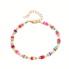Colorful Soft Pottery Beaded Bracelet Stretch Stacking Bracelets For Girls