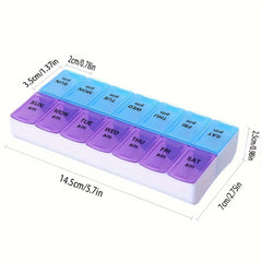 7 AM PM Pill Organizer 14 Compartments Braille Portable Weekly Medicine Box