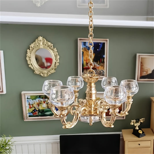 Vintage Metal Chandelier Decor for Dollhouses Landscape Accessories DIY Home Sce