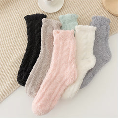 6 Pairs Thickened Fuzzy Socks Warm & Cozy Women's Stockings