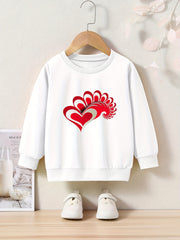 Love Heart Print Sweatshirt Girls Casual Graphic Crew Neck Pullover Sweatshirt