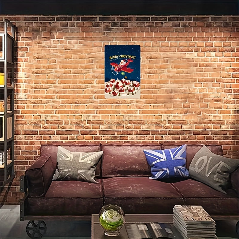 Christmas Metal Tin Sign 8''x12'' Retro Santa Claus Decor Artwork