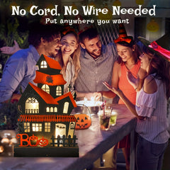 Halloween Haunted House Lights Wooden Table Decor Operated Lighting