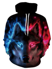 Wolves 3D Print Hoodies for Men Graphic Hoodie with Kangaroo Pocket