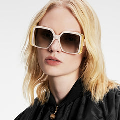 Golden Rimmed Oversize Irregular Square Sunglasses