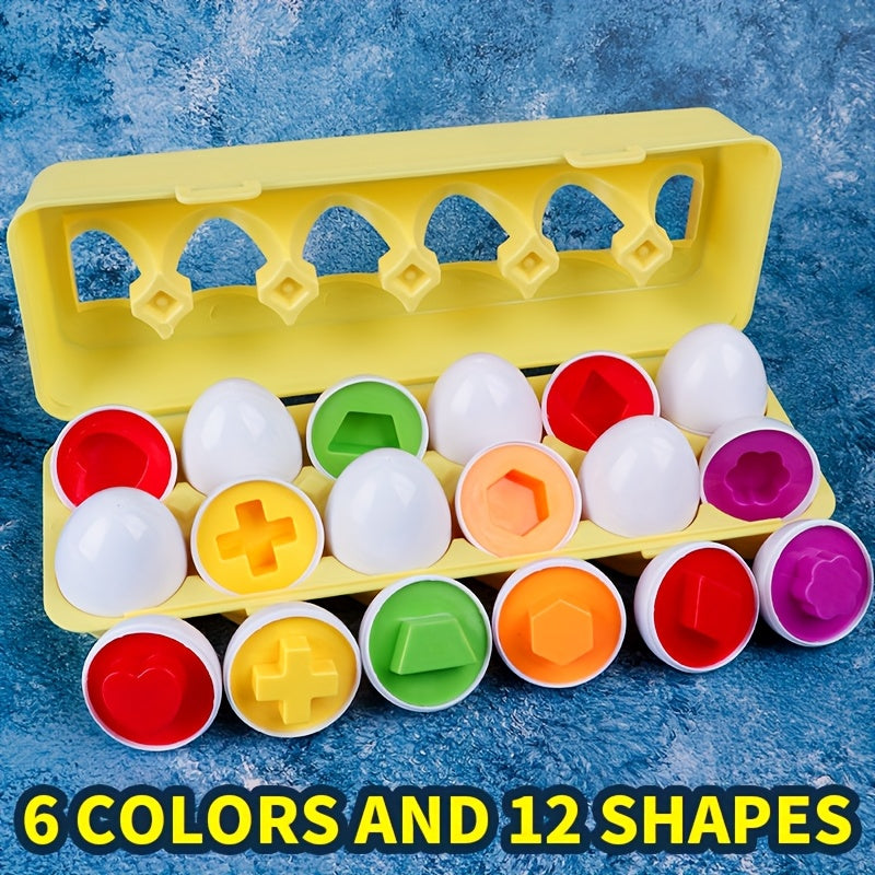 12pcs Shape Recognition Egg Toys Educational Puzzle Perfect for Boys and Girls