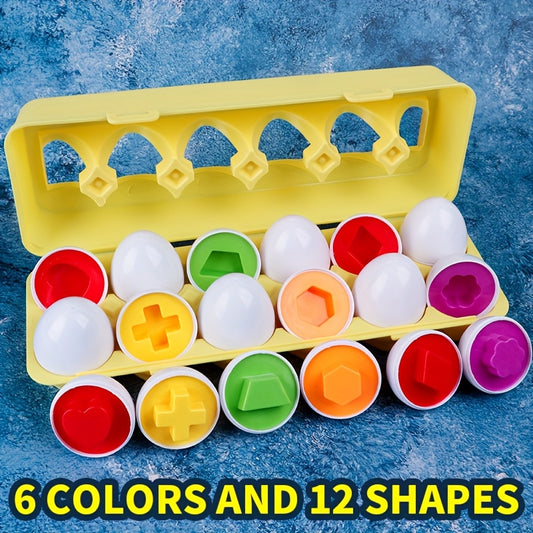 12pcs Shape Recognition Egg Toys Educational Puzzle Perfect for Boys and Girls