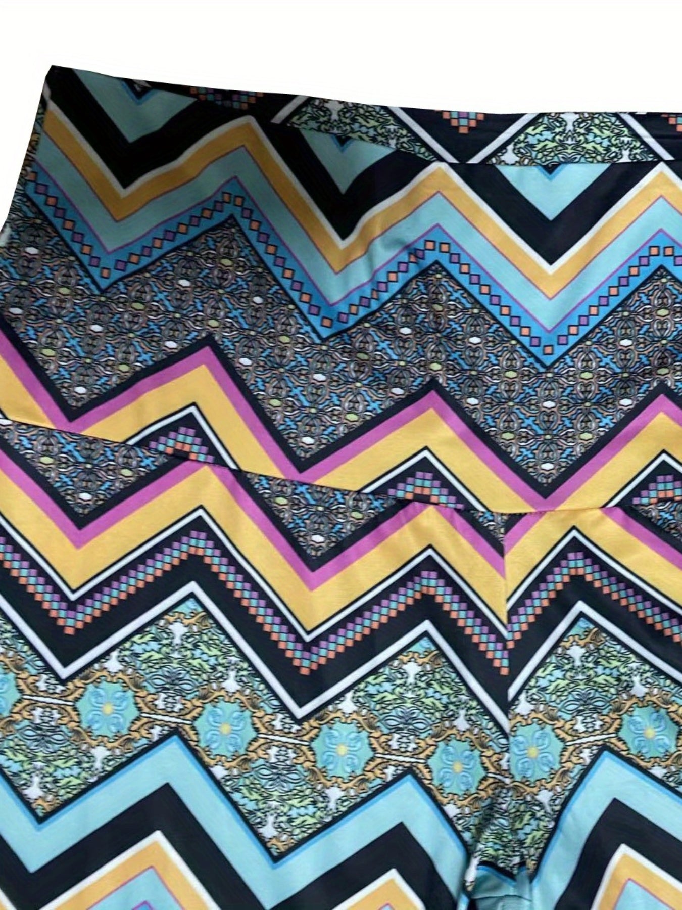  Geometric Print High Rise Wide Leg Pants
