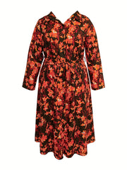  Floral Print Boho Shirt Dress with Belt