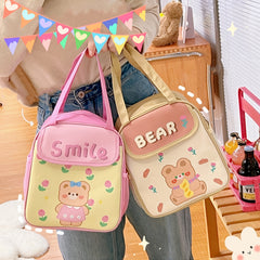 Cartoon Bear Lunch Bag Thermal Insulated Large Capacity Portable Food Storage