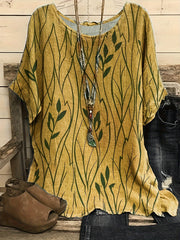  Floral Print Round Neck Half Sleeve Tee