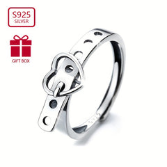 925 Silver Heart Belt Ring for Men and Women