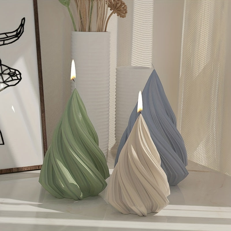 Resin Cone Candle Silicone Casting Mold Ornaments Plaster Spiral Mold