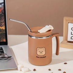 17oz Stainless Steel Travel Coffee Mug with Straw and Lid