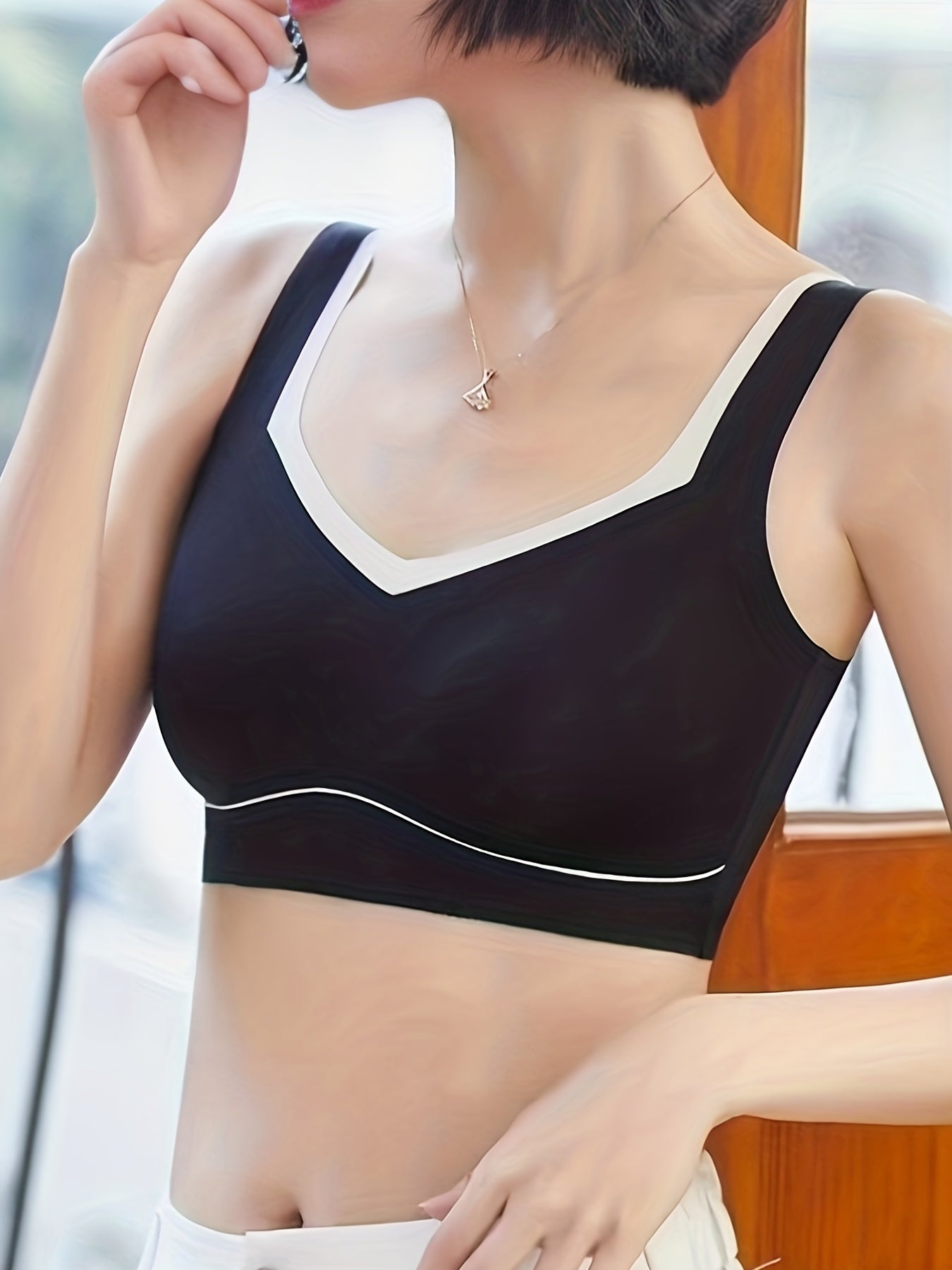 Colorblock Seamless Wireless Bra Soft & Comfortable Lingerie