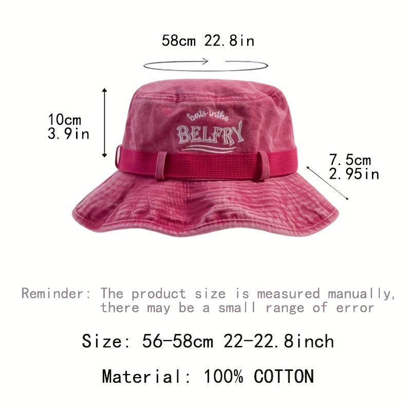 Embroidered Bucket Hats Washed Packable Beach Sun Hats Men Women Hat Strings