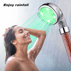 LED 7 Colors Shower Head Automatic Changing Light Water Saving High Pressure