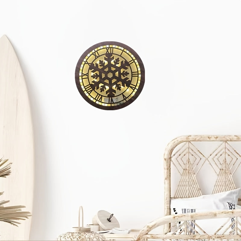 Kids Room LED Wall Clock Retro Wooden Sign Hanging Decoration