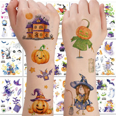 10 Glitter Halloween Tattoos Pumpkin Head Ghost Party Decoration Stickers