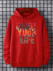 'Enjoy Your Life' Print Hoodie Men's Casual Pullover Hooded Sweatshirt