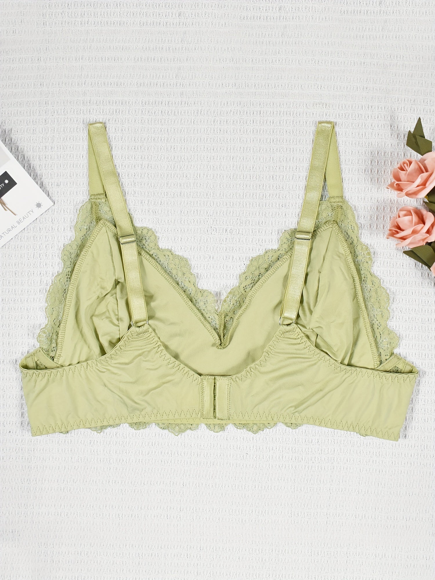 Plus Size Satin Lace Wireless Bralette