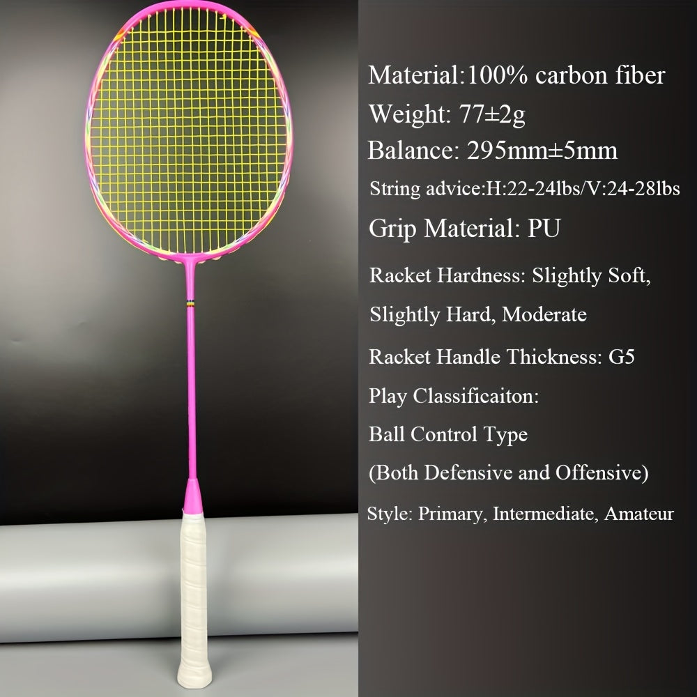 2pcs Carbon Fiber Badminton Rackets With String & Bag