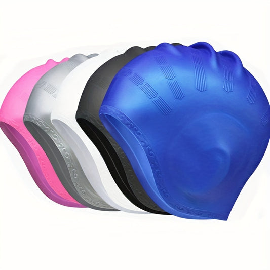 Silicone Swimming Cap with Ear Pockets for Long Hair