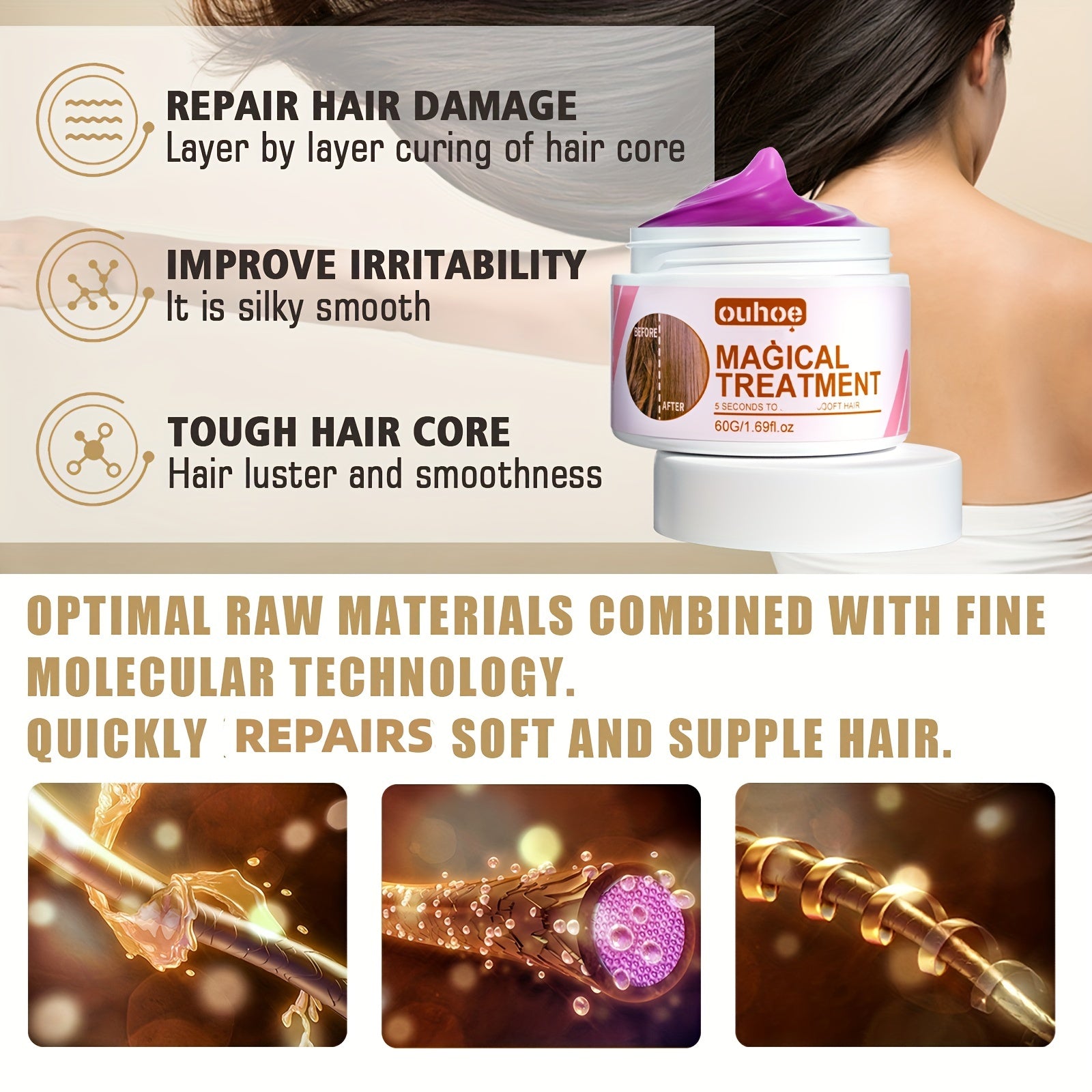 60g Keratin Repair Hair Mask Steam Repair Silky Perm Hair Care Cream