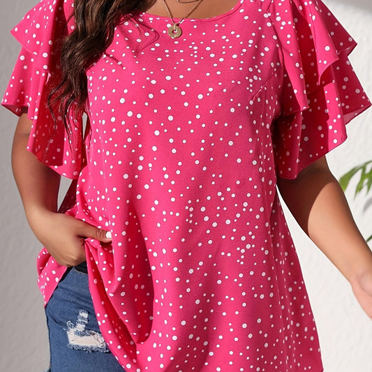  Polka Dot Layered Sleeve Blouse
