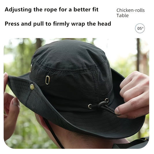 Wide Brim Sun Protection Bucket Cap for Climbing Fishing Cycling
