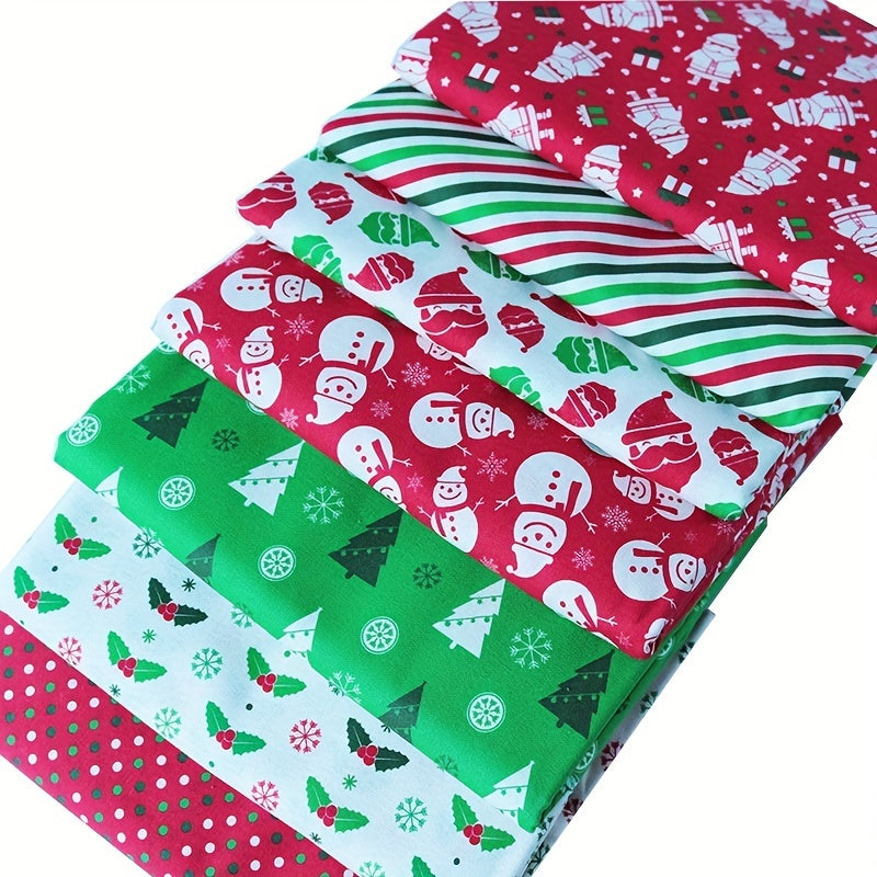 7pcs Christmas Fabric Patchwork Quilting DIY Needlework