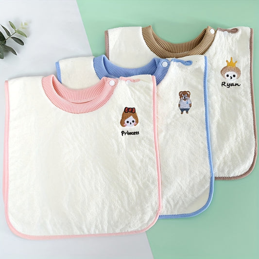 Soft Coral Fleece Bib Waterproof Cartoon Design for Kids