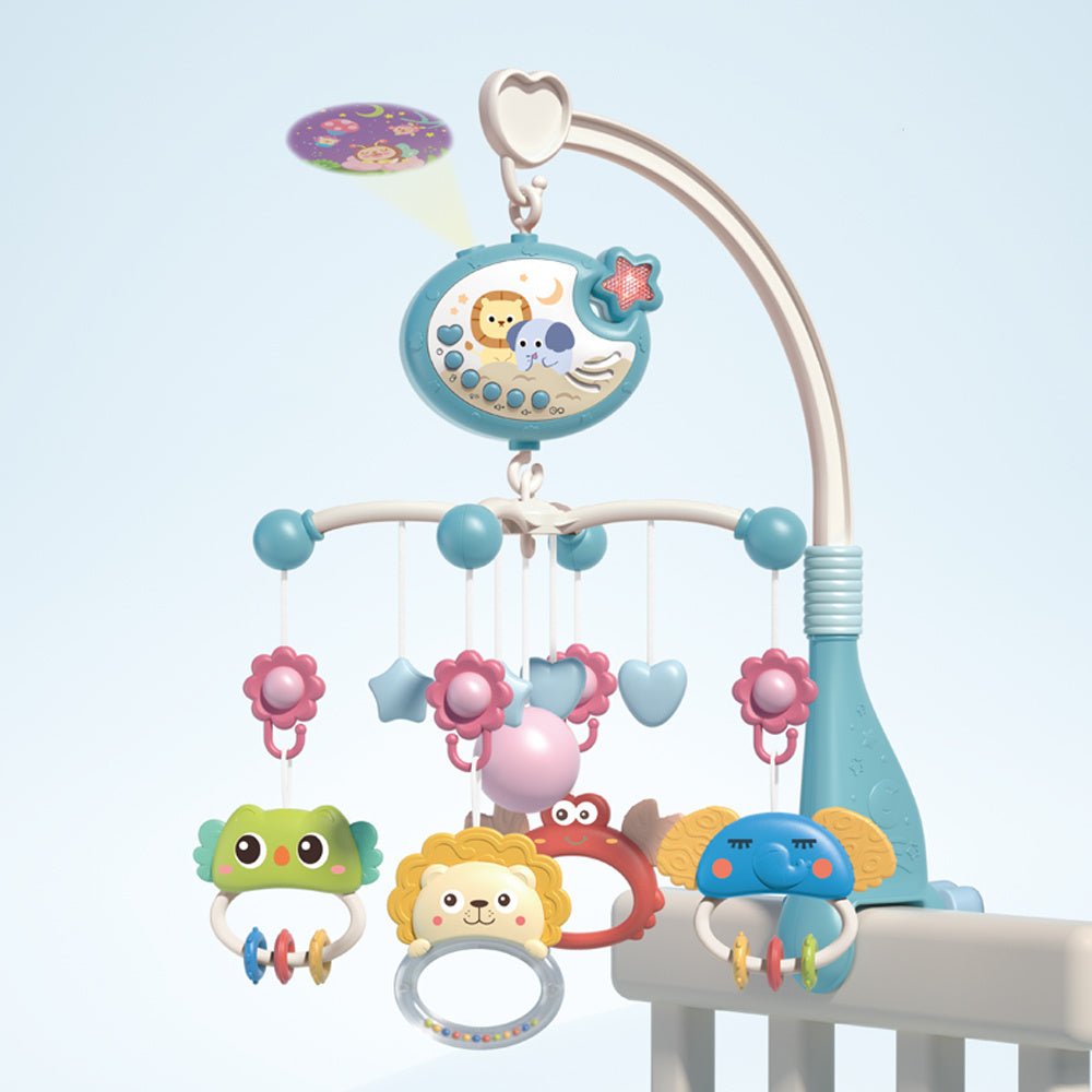 Baby Bedside Toy Stroller Bell Music Rotator Remote Control Light