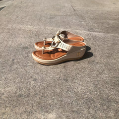 Metal Decor Wedge Slippers Women's Platform Sandals