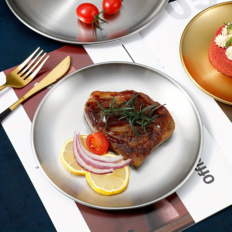 Stainless Steel 1pc Dinner Plate Round Dessert Tray