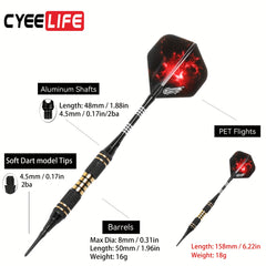 Cyeelife 3pcs Soft Tip Copper Darts Professional Darts For Training