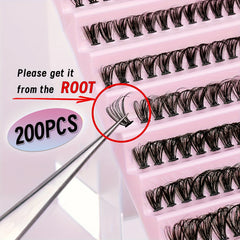 200 Pcs Natural Look Eyelash Extension 9-16mm D Curl Fluffy Fa