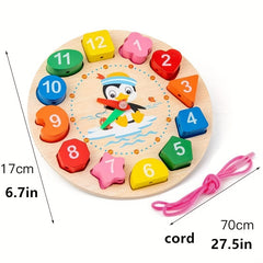 Shape Sorting Clock Teaching Time Number Blocks Puzzle Montessori Toy