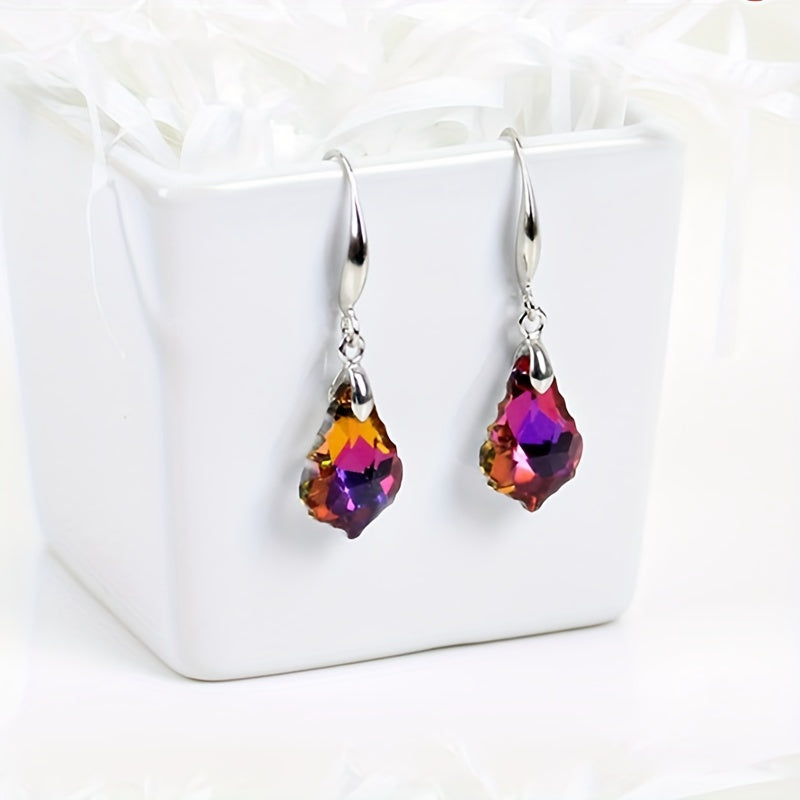 Crystal Maple Leaf Pendant Earrings