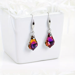 Crystal Maple Leaf Pendant Earrings