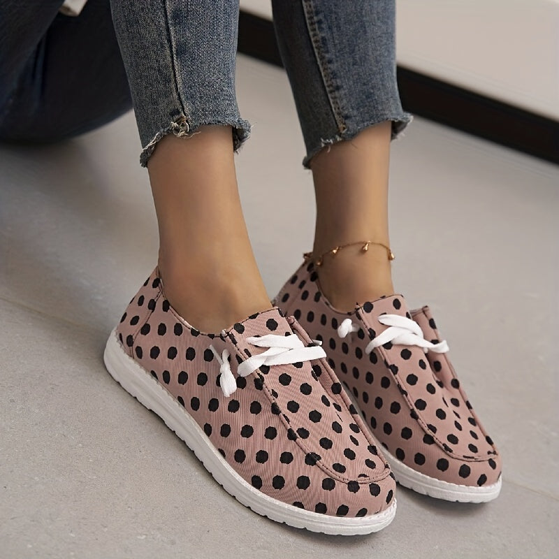 Women's Polka Dot Canvas Shoes Lace Up Lightweight Low Top Shoes