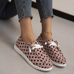 Women's Polka Dot Canvas Shoes Lace Up Lightweight Low Top Shoes