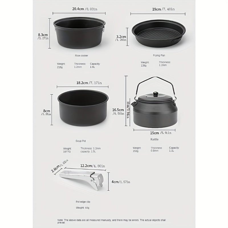 1pc Lightweight Aluminum Camping Kettle for Outdoor Hiking